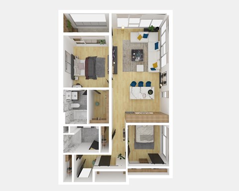 Floor plan for 2 beds, 2 baths, 1327 sqft